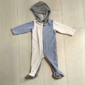 Cozy Striped Kids One Piece - Blue, White, and Gray